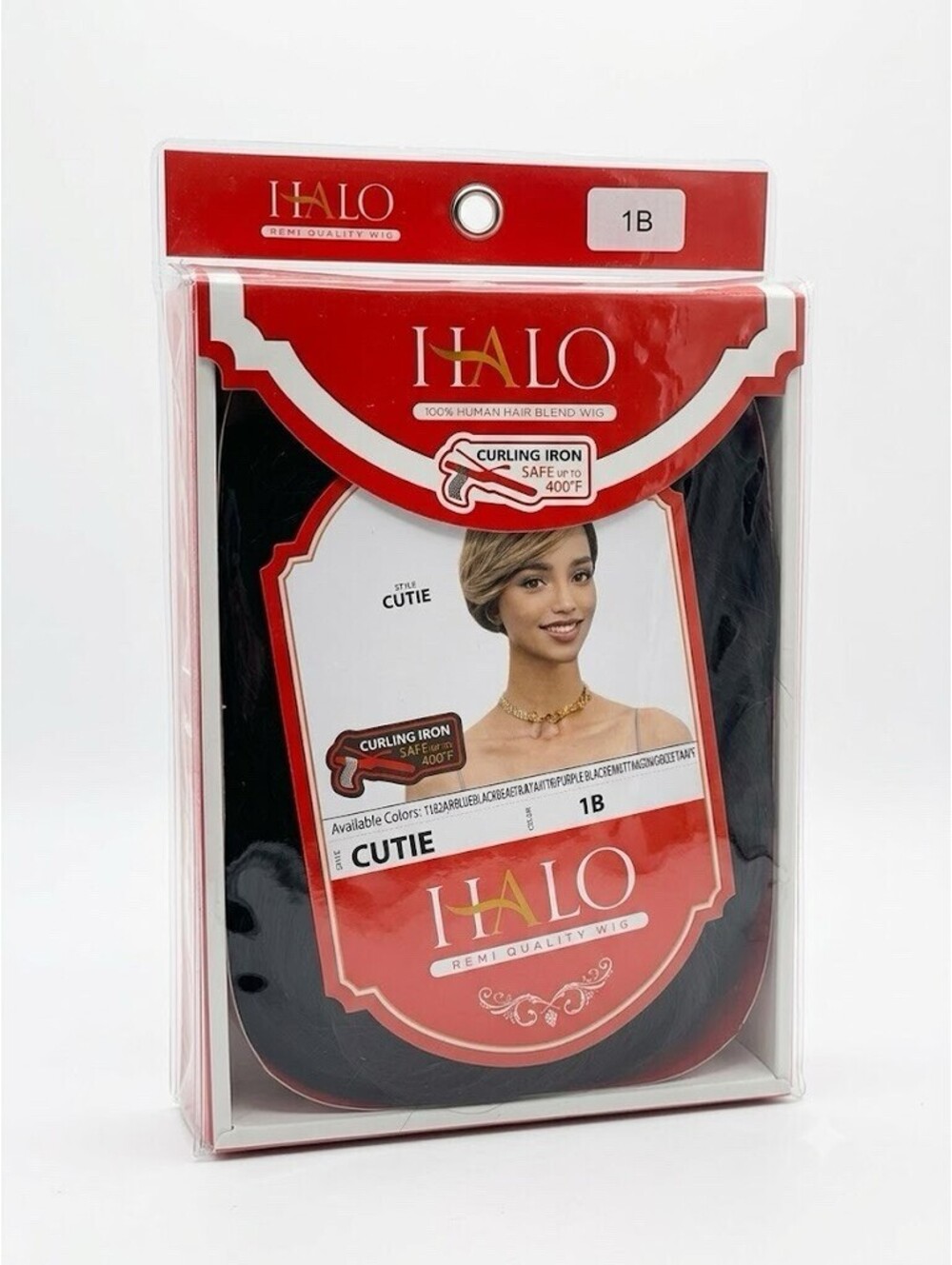 (RA) Halo Remi Quality 100% Human Hair Blend Wig Style Cutie Color 1B Black NIP